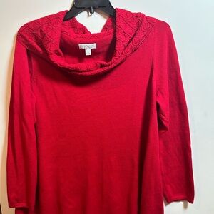 Kim Rogers Vibrant Red Cowl Neck Sweater